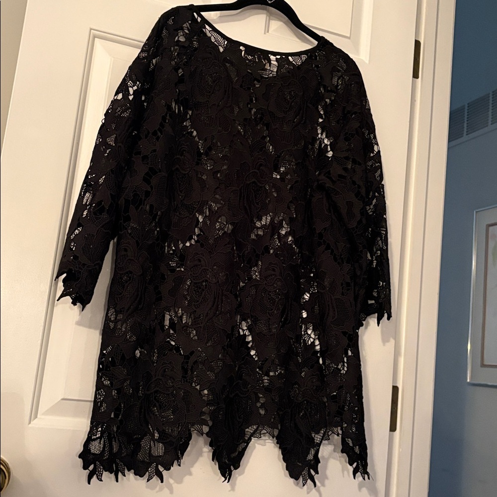 Linea by Louis Dell'Olio Black Lace Top - Picture 2 of 5